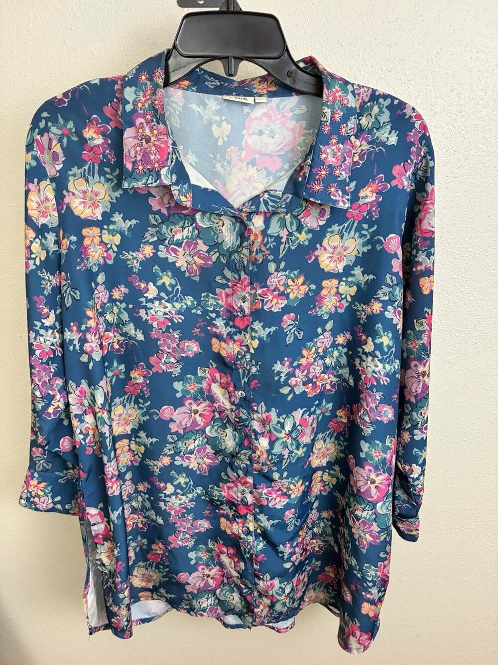 Vark Indian Ethnic Top Womens XXL Floral Beaded Long Sleeve Tunic